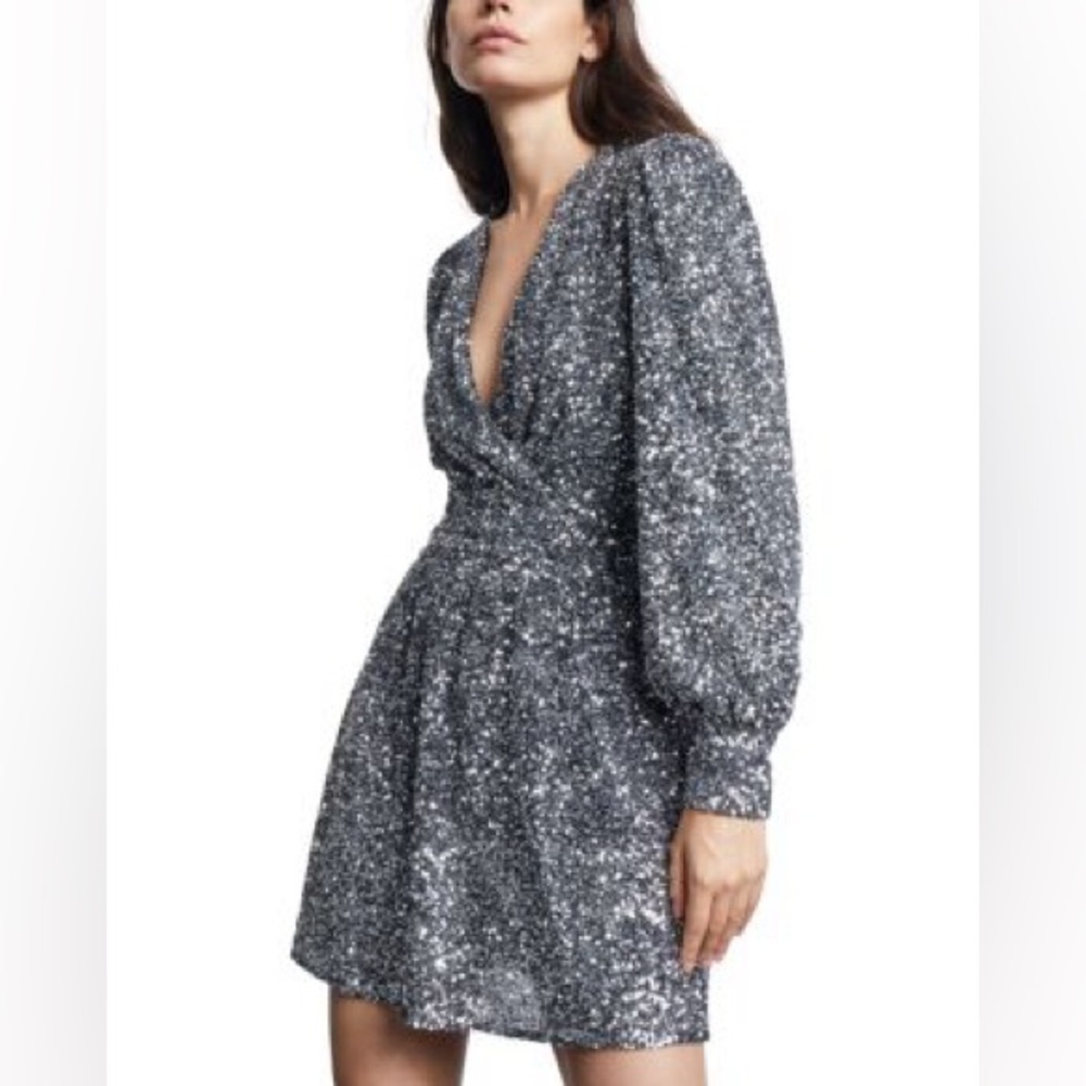 ✔️BNWT The Kooples Sequin Puff Sleeve Mini Dress